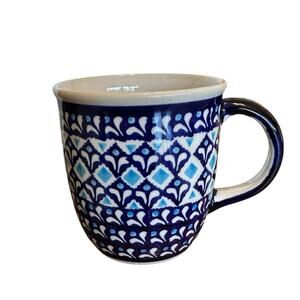Polish Pottery Boleslawiec Blue Diamond Coffee Mug cup #679 Handcrafted 12oz